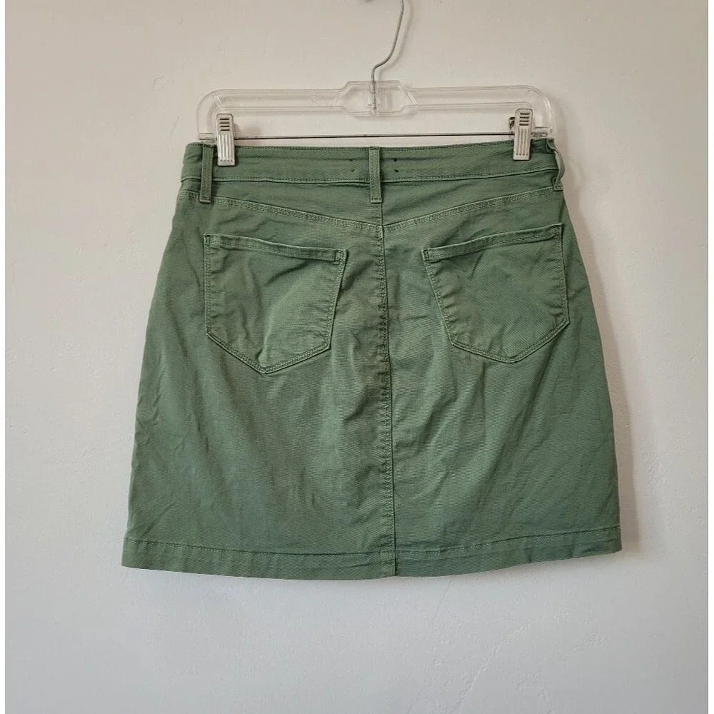L'agence Dora Mini Skirt Green Canvas Denim Military Steampunk Boho Retro 25